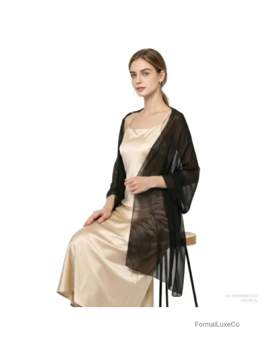Sheer Chiffon Shawl Wrap for Evening Dresses Wedding Cover Bridal Scarf